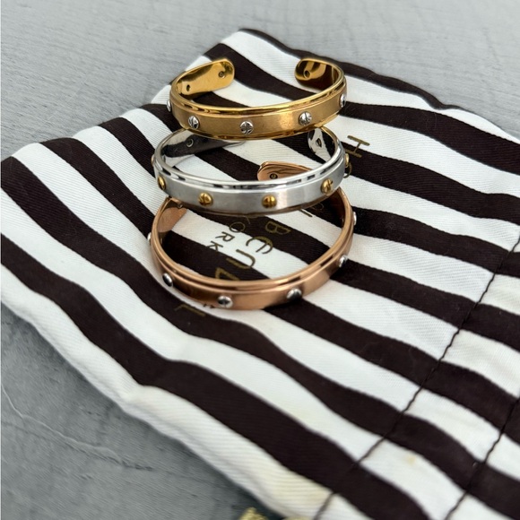 Henri Bendel Gold Rose Gold Silver Studded Bracelets - Picture 2 of 3